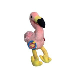Ty Beanie Baby Splits 2.0 Flamingo Plush 2008 Pink/Yellow Play Online Tags Attac